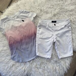 Kids 8 Abercrombie T-Shirt &  White Denim Shorts